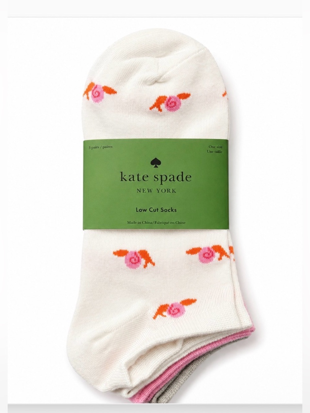 Kate Spade 3 Pair Low Cut Socks - Summer Snail